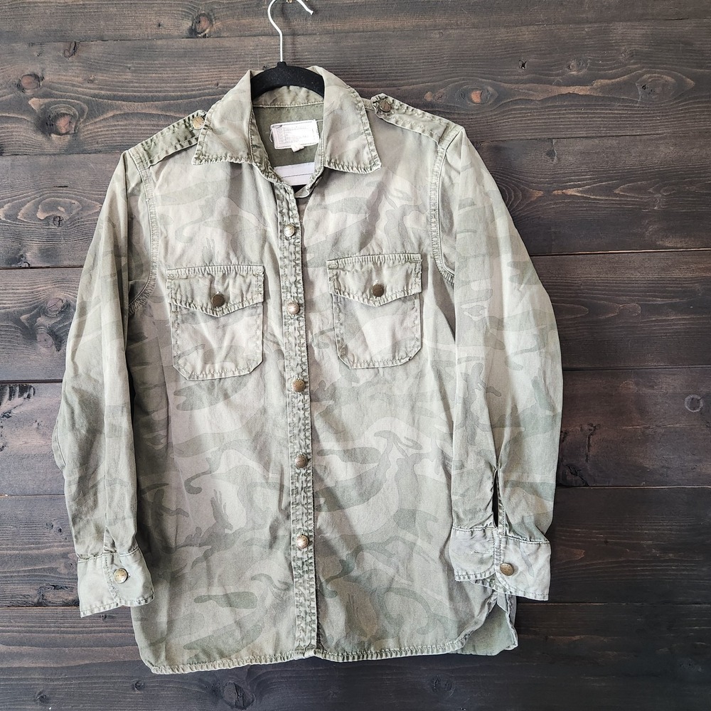 Current Elliott The Perfect Shirt sz 1 Small Army Camo Military Canvas Rugged